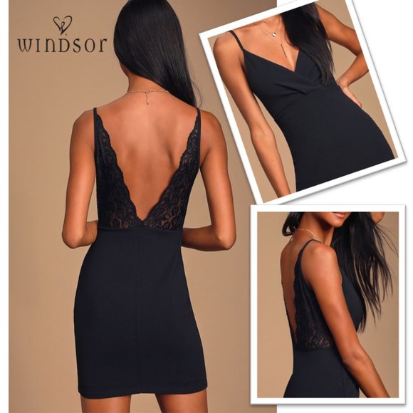 Windsor Dresses & Skirts - Windsor Black Lace Open Back Bodycon Dress - S